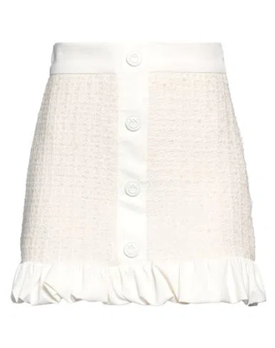 Pinko Woman Mini Skirt White Size 2 Cotton, Acrylic, Polyester, Wool, Viscose