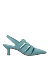 Pinko Woman Mules & Clogs Sky Blue Size 6 Calfskin