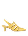 Pinko Woman Mules & Clogs Yellow Size 6 Calfskin In Yellow