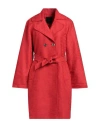 Pinko Woman Overcoat & Trench Coat Red Size 4 Polyester, Cotton In Red