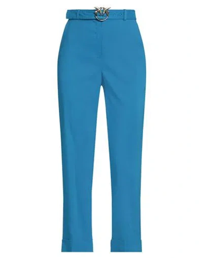 Pinko Woman Pants Azure Size 2 Linen, Viscose, Elastane In Blue