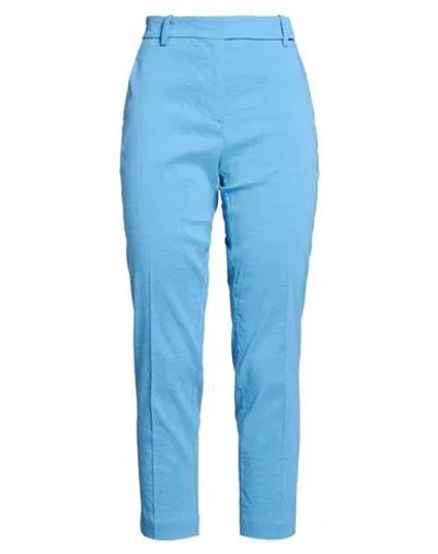 Pinko Woman Pants Azure Size 8 Linen, Viscose, Elastane In Blue