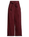 Pinko Woman Pants Burgundy Size 4 Cotton, Linen In Brown