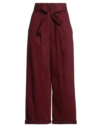 Pinko Woman Pants Burgundy Size 4 Cotton, Linen In Brown