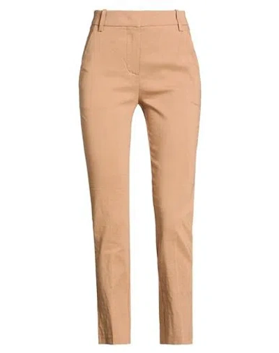 Pinko Woman Pants Camel Size 0 Linen, Viscose, Elastane In Brown