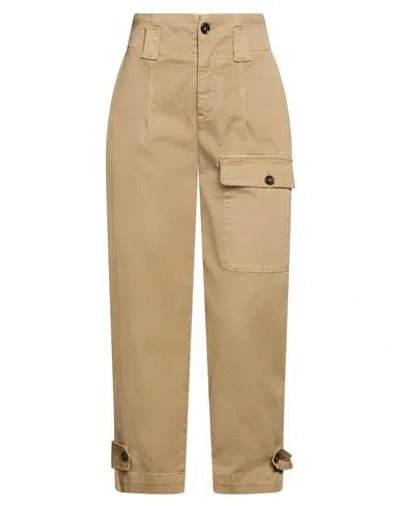 Pinko Woman Pants Camel Size 10 Cotton, Elastane In Neutral