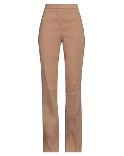 Pinko Woman Pants Camel Size 10 Linen, Viscose, Elastane In Beige