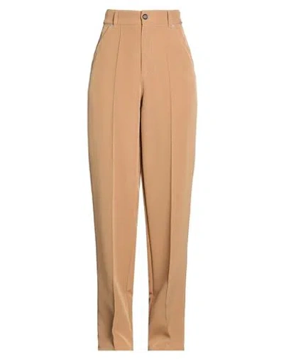 Pinko Woman Pants Camel Size 4 Polyester, Elastane In Brown
