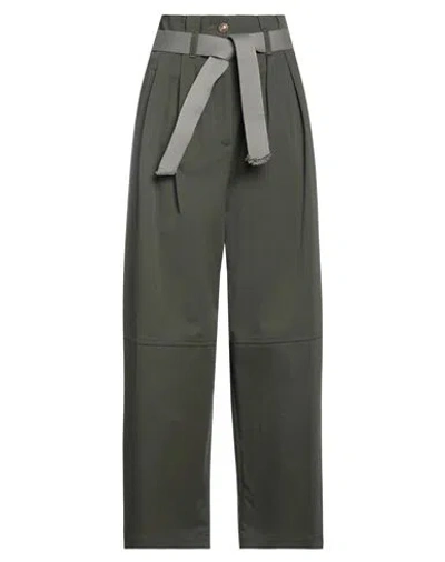 Pinko Woman Pants Dark Green Size 2 Cotton, Elastane