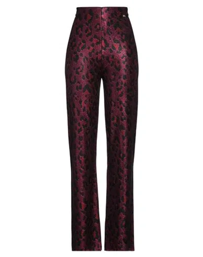 Pinko Woman Pants Garnet Size L Viscose, Metallic Fiber, Polyamide In Red