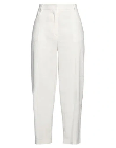 Pinko Woman Pants Ivory Size 6 Linen, Viscose, Elastane In White