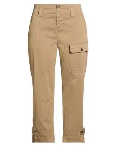 Pinko Woman Pants Khaki Size 6 Cotton, Elastane In Gold
