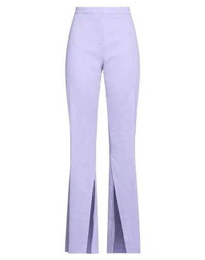 Pinko Woman Pants Lilac Size 10 Linen, Viscose, Elastane In Purple