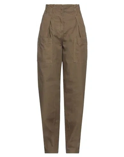 Pinko Woman Pants Military Green Size 10 Cotton, Rubber