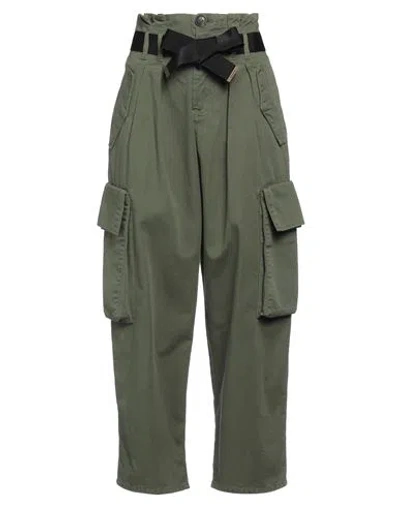 Pinko Woman Pants Military Green Size 2 Cotton