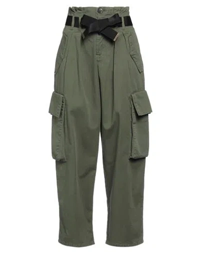 Pinko Woman Pants Military Green Size 2 Cotton In Green