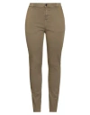 Pinko Woman Pants Military Green Size 4 Cotton, Elastane In Green