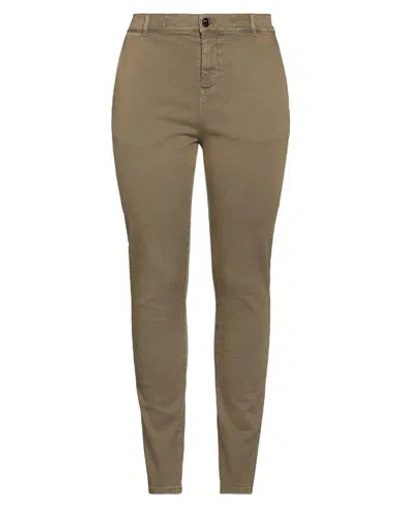Pinko Woman Pants Military Green Size 4 Cotton, Elastane