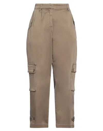 Pinko Woman Pants Military Green Size 6 Cotton, Elastane In Gray