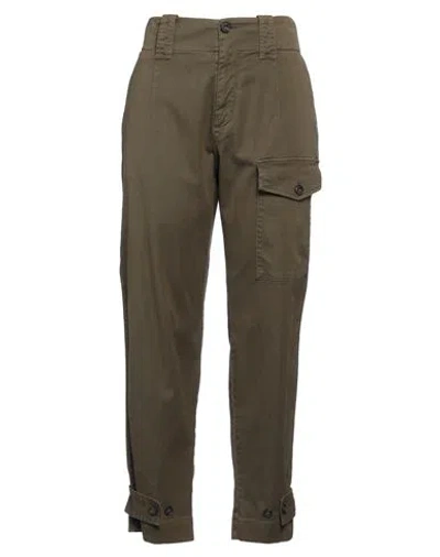 Pinko Woman Pants Military Green Size 8 Cotton, Elastane