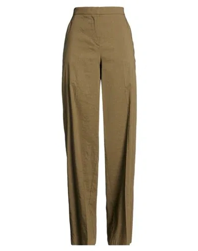 Pinko Woman Pants Military Green Size 8 Linen, Viscose, Elastane
