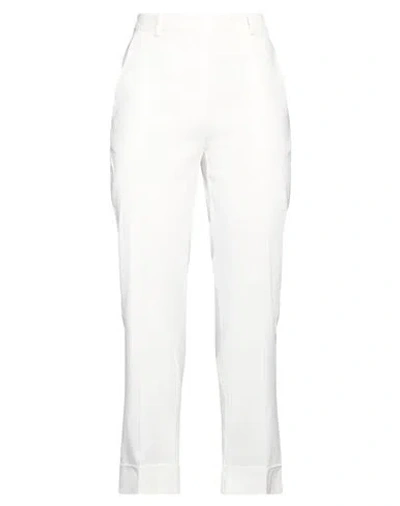 Pinko Woman Pants Off White Size 10 Linen, Viscose, Elastane