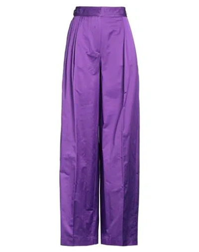 Pinko Woman Pants Purple Size 8 Cotton, Polyester