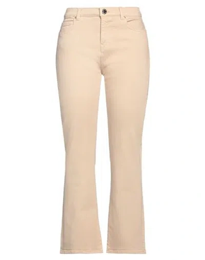 Pinko Denim Woman Pants Sand Size 26 Cotton, Viscose, Lyocell, Elastomultiester, Elastane In Beige