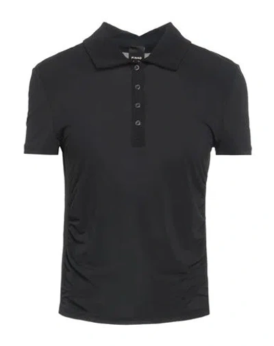 Pinko Woman Polo Shirt Black Size L Viscose, Elastane