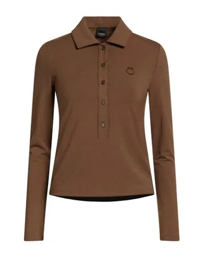 Pinko Woman Polo Shirt Brown Size S Viscose, Elastane