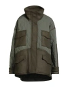 Pinko Woman Puffer Military Green Size L Cotton, Nylon, Elastane, Wool, Polyester In Green