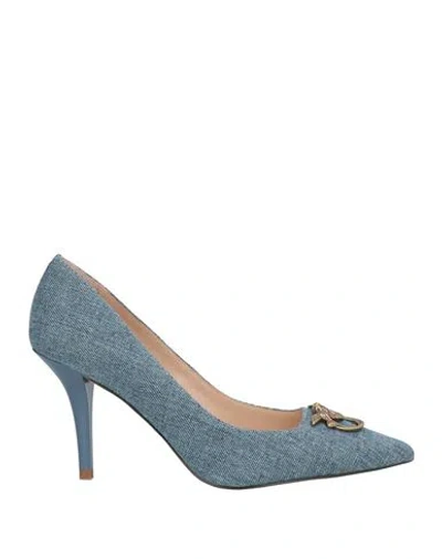 Pinko Woman Pumps Blue Size 7 Textile Fibers