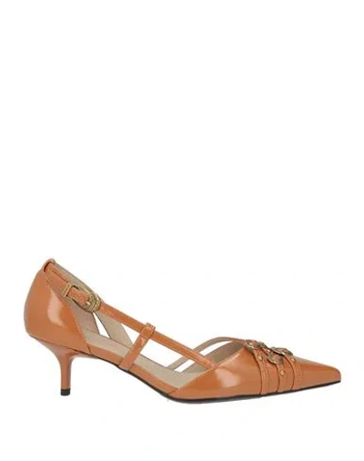 Pinko Woman Pumps Camel Size 9 Synthetic Material In Brown