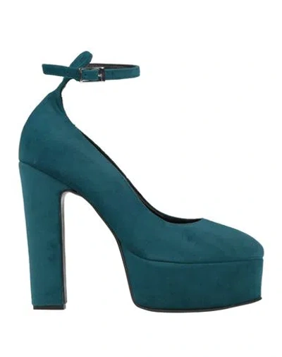 Pinko Woman Pumps Deep Teal Size 10 Textile Fibers