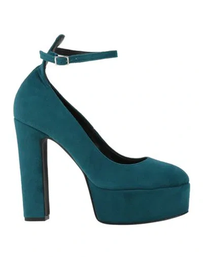 Pinko Woman Pumps Deep Teal Size 9 Textile Fibers In Green