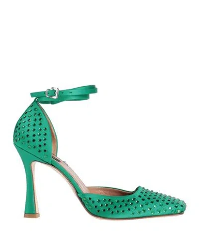 Pinko Woman Pumps Green Size 9 Textile Fibers