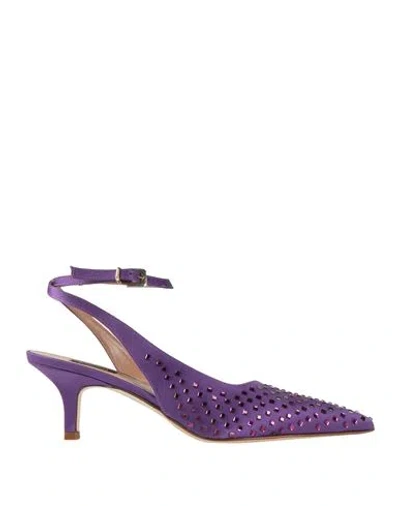 Pinko Woman Pumps Purple Size 8 Textile Fibers