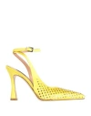 Pinko Woman Pumps Yellow Size 7 Textile Fibers