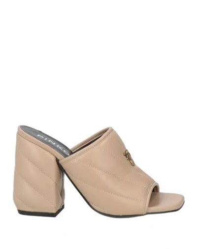 Pinko Woman Sandals Beige Size 8 Leather In Multi