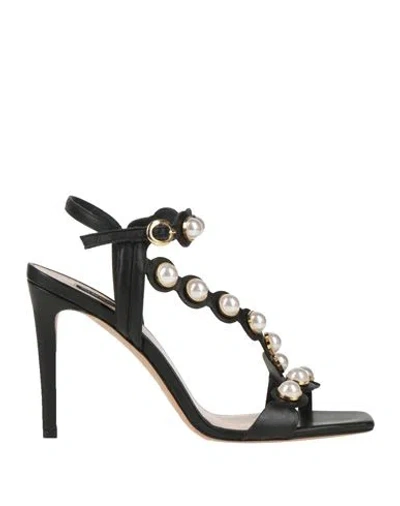 Pinko Woman Sandals Black Size 10 Soft Leather