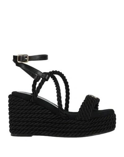 Pinko Woman Sandals Black Size 8 Textile Fibers