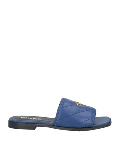 Pinko Woman Sandals Blue Size 7 Leather
