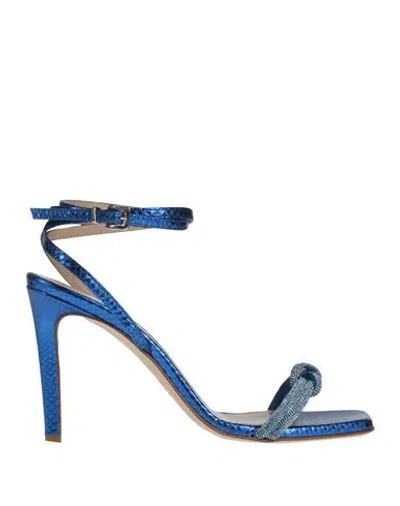 Pinko Woman Sandals Blue Size 8 Leather