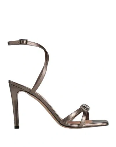 Pinko Woman Sandals Bronze Size 8 Leather In Yellow