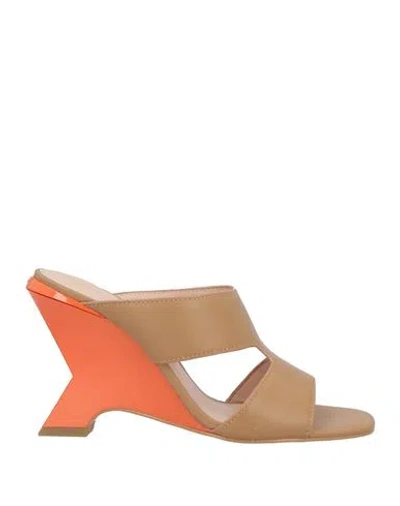 Pinko Woman Sandals Camel Size 8 Calfskin In Beige