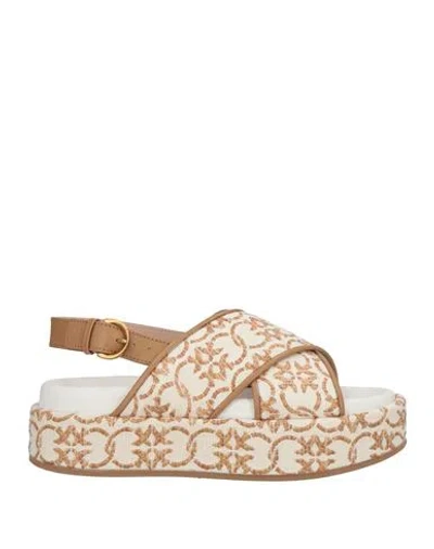 Pinko Monogram Platform Sandals In Écorce