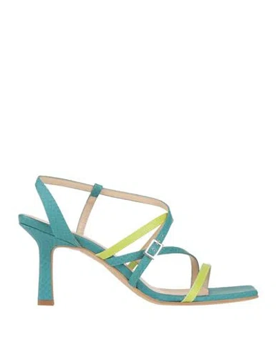 Pinko Woman Sandals Deep Teal Size 8 Leather In Green