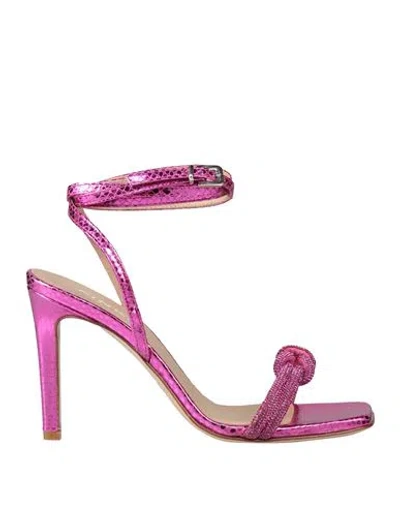 PINKO PINKO WOMAN SANDALS FUCHSIA SIZE 6 LEATHER