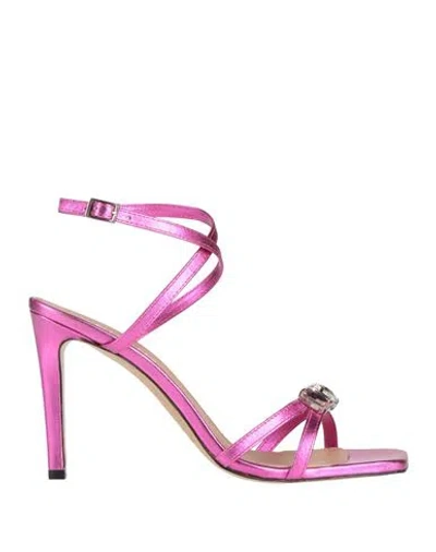 Pinko Woman Sandals Fuchsia Size 8 Leather