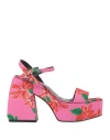 Pinko Woman Sandals Fuchsia Size 8 Textile Fibers In Pink
